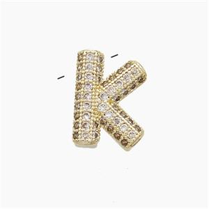 Copper letter Pendant Pave Zircon, Gold Plated, approx 10-13mm