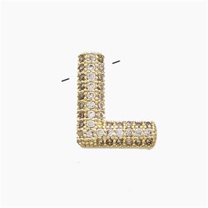 Copper letter Pendant Pave Zircon, Gold Plated, approx 10-13mm