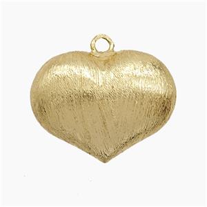 Copper Heart Pendant Brushed Gold Plated, approx 30mm