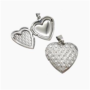 Copper Heart Locket Pendant Platinum Plated, approx 19mm