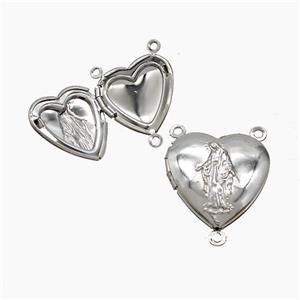 Copper Heart Locket Pendant Jesus 3loops Platinum Plated, approx 19mm
