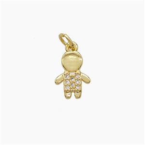 Copper Kids Boy Pendant Pave Zirconia 18K Gold Plated, approx 8.5-12mm