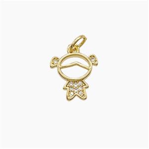 Copper Kids Girls Pendant Pave Zirconia 18K Gold Plated, approx 12mm