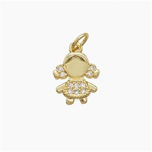 Copper Kids Girls Pendant Pave Zirconia 18K Gold Plated, approx 10-12mm