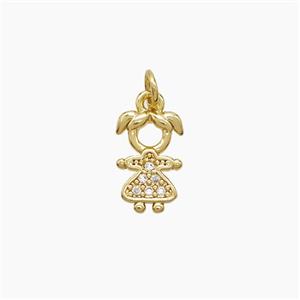 Copper Kids Girls Pendant Pave Zirconia 18K Gold Plated, approx 9-12mm