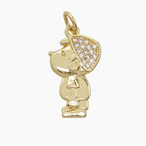 Copper Kids Boy Pendant Pave Zirconia 18K Gold Plated, approx 11-18mm