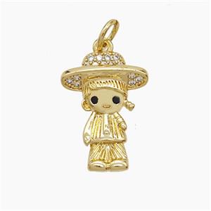 Copper Kids Girls Pendant Pave Zirconia 18K Gold Plated, approx 13-18mm