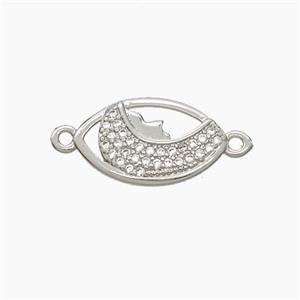 Copper Baby Connector Pave Zirconia Eye Platinum Plated, approx 10-17mm