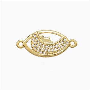 Copper Baby Connector Pave Zirconia Eye 18K Gold Plated, approx 10-17mm
