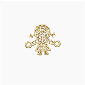 Copper Kids Girls Connector Pave Zirconia 18K Gold Plated, approx 13mm