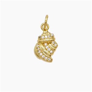 Copper Conch Shell Pendant Pave Zirconia 18K Gold Plated, approx 8-12mm