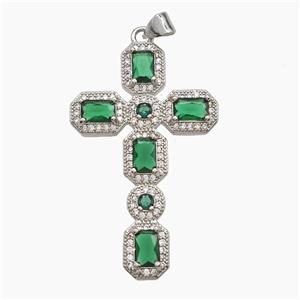 Copper Cross Pendant Pave Zirconia Crystal Glass Platinum Plated, approx 26-42mm