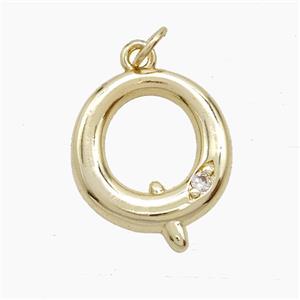 Copper Letter-Q Pendant Pave Zirconia Gold Plated, approx 12-17mm