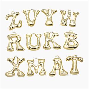 Copper Alphabet Pendant Gold Plated Mix Letters, approx 20-24mm