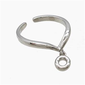 Copper Ring With Letter-O Platinum Plated, approx 6-7mm, 18mm dia