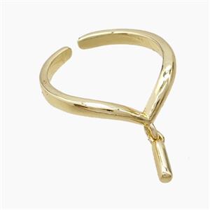 Copper Ring With Letter-I Gold Plated, approx 6-7mm, 18mm dia