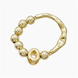 Copper Ring With Letter-O Gold Plated, approx 6-7mm, 18mm dia