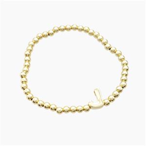 Copper Bracelet With Letter-L Stretchy Gold Plated, approx 4mm, 8-11mm, 55mm dia