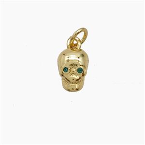 Copper Skull Pendant Pave Zirconia Gold Plated, approx 5-8mm