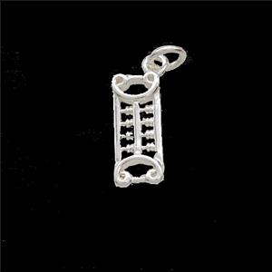 Copper Lucky Abacus Pendant Shiny Silver, approx 5-12mm