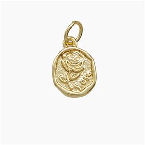 Copper Rose Flower Pendant Gold Plated, approx 8.5-10mm