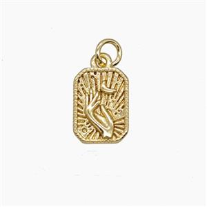 Copper Hand Moon Pendant Rectangle Gold Plated, approx 7.5-10mm