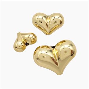 Copper Heart Beads Gold Plated, approx 20mm