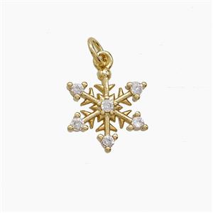 Copper Snowflake Pendant Pave Zirconia Gold Plated, approx 11.5mm
