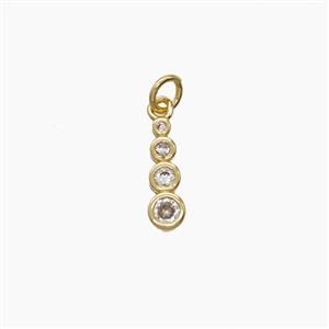 Copper Stick Pendant Pave Zirconia Gold Plated, approx 11mm