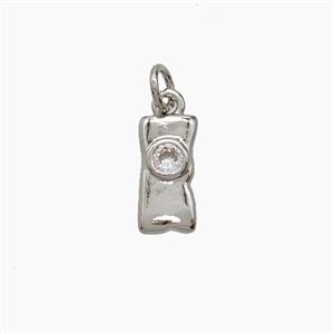 Copper Bowknot Pendant Pave Zirconia Platinum Plated, approx 5-10mm