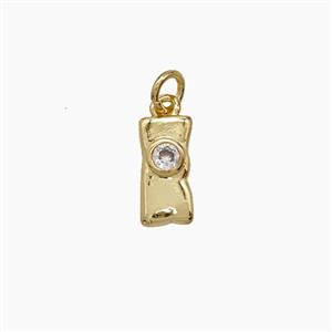 Copper Bowknot Pendant Pave Zirconia Gold Plated, approx 5-10mm