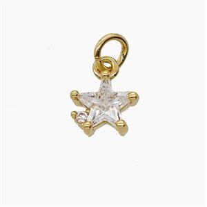 Copper Star Pendant Pave Crystal Glass Gold Plated, approx 8mm