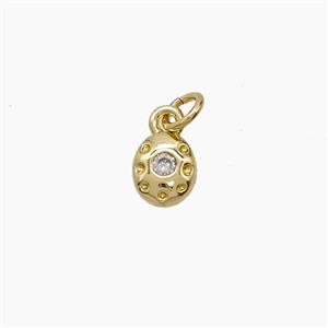 Copper Oval Pendant Pave Zirconia Gold Plated, approx 5-6mm