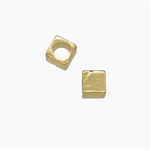 Copper Cube Beads Gold Plated, approx 3mm