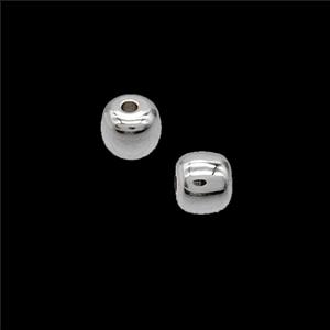 Copper Barrel Beads Shiny Silver, approx 5-6mm