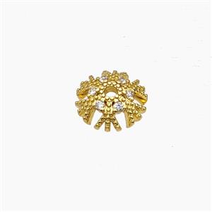 Copper Beadcaps Pave Zirconia Gold Plated, approx 10mm