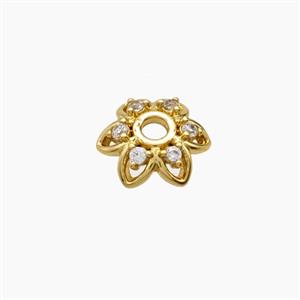 Copper Beadcaps Pave Zirconia Gold Plated, approx 10mm