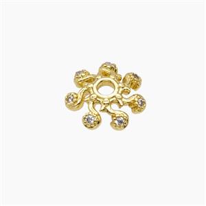 Copper Beadcaps Pave Zirconia Gold Plated, approx 10mm