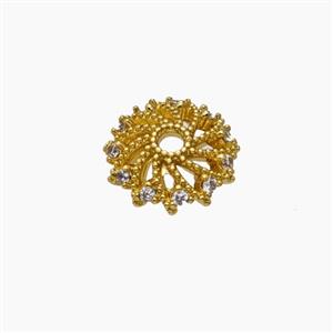 Copper Beadcaps Pave Zirconia Gold Plated, approx 10mm
