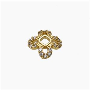 Copper Beadcaps Pave Zirconia Gold Plated, approx 10mm