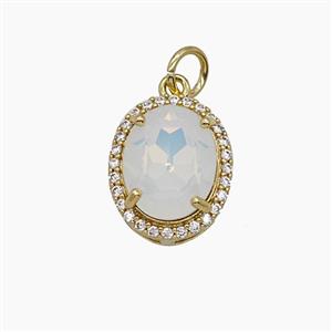 Copper Oval Pendant Pave Zirconia Pave Zirconia Crystal Glass Gold Plated, approx 11-13mm