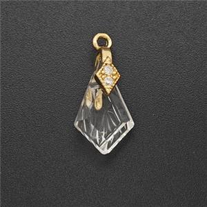 Acrylic Rhombus Pendant Copper Pave Zirconia Gold Plated, approx 8-15mm