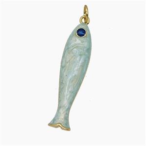 Copper Fish Pendant Lt.blue Enamel Gold Plated, approx 8-32mm
