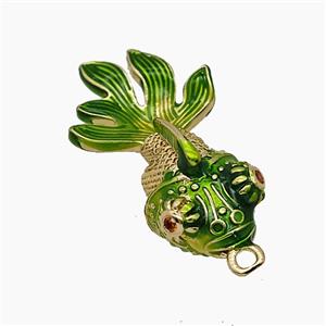 Copper Goldfish Pendant Green Painted Gold Plated, approx 10.5-26mm