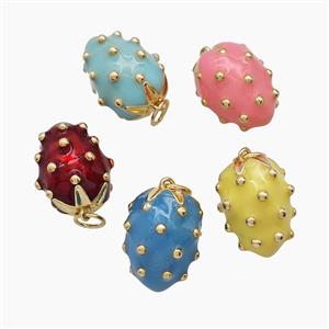 Copper Strawberry Pendant Enamel Gold Plated Mixed, approx 11-16mm