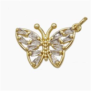 Copper Pendant Pave Zircon, Gold Plated, approx 15-18mm
