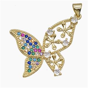 Copper Pendant Pave Zircon, Gold Plated, approx 20-28mm