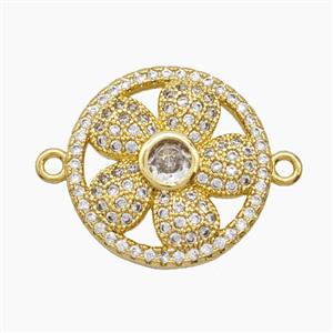 Copper Pendant Pave Zircon, Gold Plated, approx 18mm