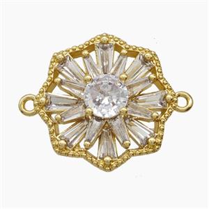 Copper Pendant Pave Zircon, Gold Plated, approx 20mm