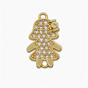 Copper Pendant Pave Zircon, Gold Plated, approx 11-16mm